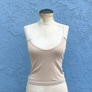 Free People Crop Top in M/L Gold Sparkle Lurex Seamless Brami Bra Cami